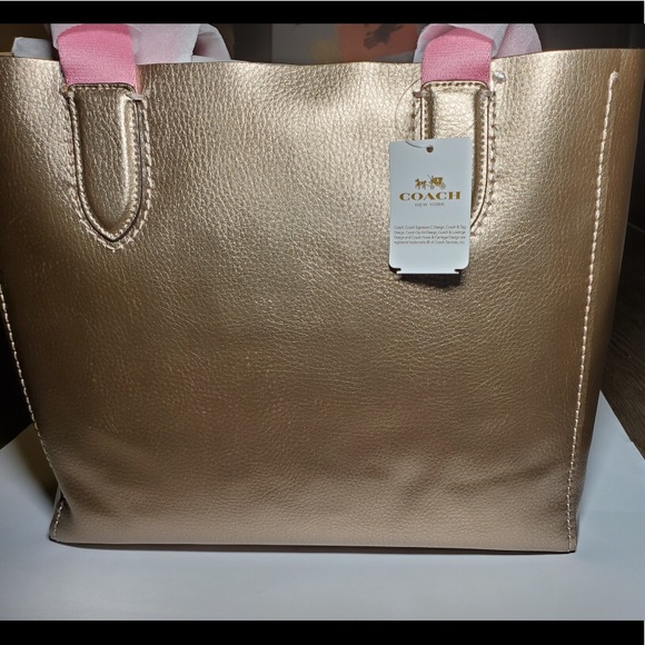 coach derby tote rose gold
